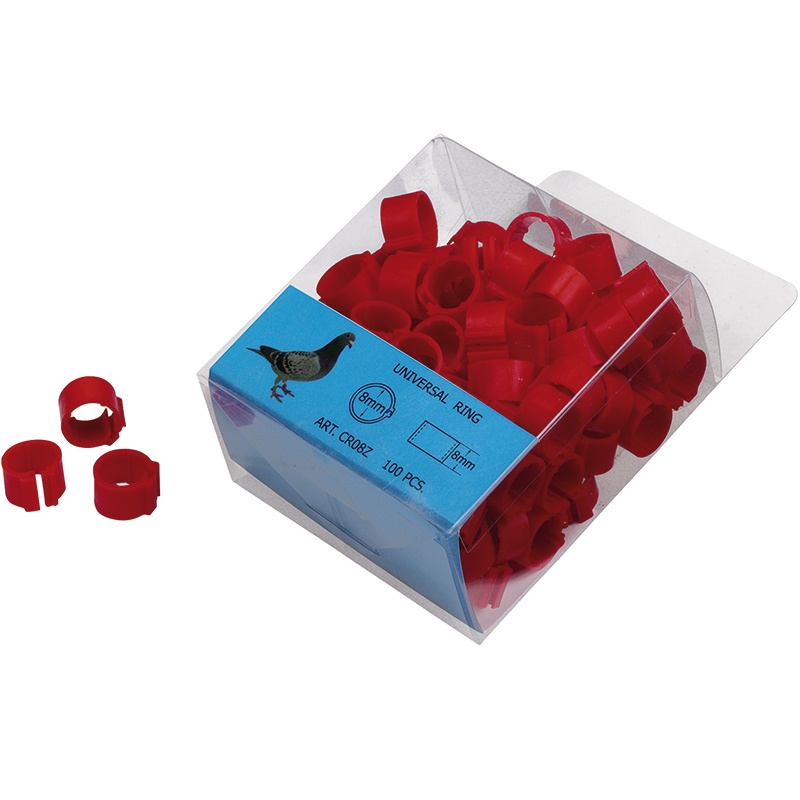 Anillas de plástico para palomas 8 mm. (100 uds.) - rojo